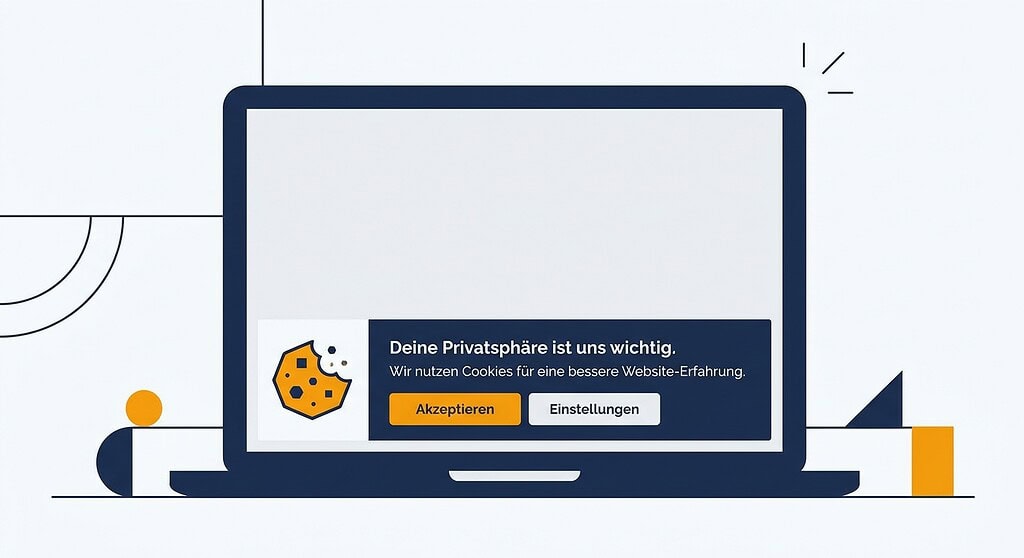 Cookie-Banner zur Datenschutzerklärung auf einer Webseite.
